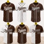 Sapelle Custom Brown Baseball Jersey Personalized Name Number Team Uniform Button Shirt Gift Graphic Tee