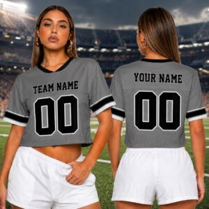 Sapelle Custom Cropped Game Day Mesh Graphic Tee for Women Personalized Football Fan Shirt