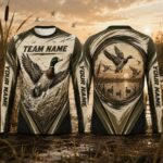 Sapelle Custom Duck Hunting Long Sleeve Graphic Tee for Waterfowl Hunters
