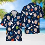 Sapelle Custom Face Bowling Hawaiian Graphic Tee for Dad