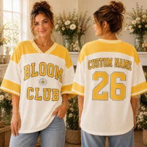 Sapelle Custom Floral Football Jersey Graphic Tee