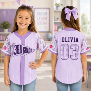 Sapelle Custom Grade Baseball Jersey Graphic Tee for Students and Teachers