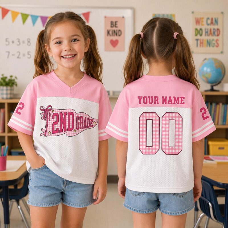 Sapelle Custom Grade Mesh Jersey Back to School Graphic Tee for Students and Teachers