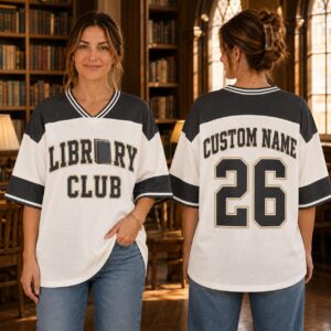 Sapelle Custom Library Club Graphic Tee Personalized Book Lover Shirt