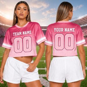 Sapelle Custom Mesh Football Crop Top for Women Graphic Tee
