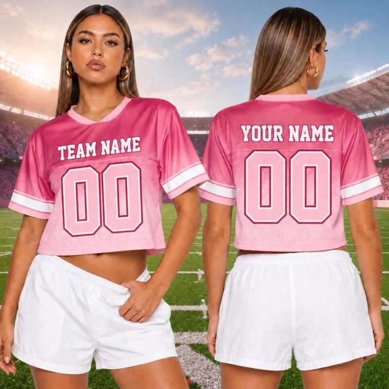 Sapelle Custom Mesh Football Crop Top for Women Graphic Tee