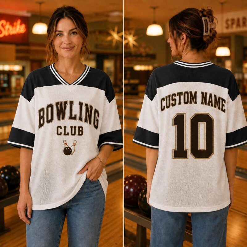 Sapelle Custom Name Number Bowling League T-Shirt Unisex Sports Team Gift