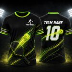 Sapelle Custom Pickleball Graphic Tee Black Neon Green Sports Uniform Youth Adult Court Club