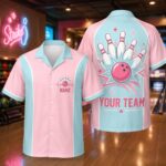 Sapelle Custom Team Bowling Graphic Tee Retro Jersey Button Down Shirt for Men Women