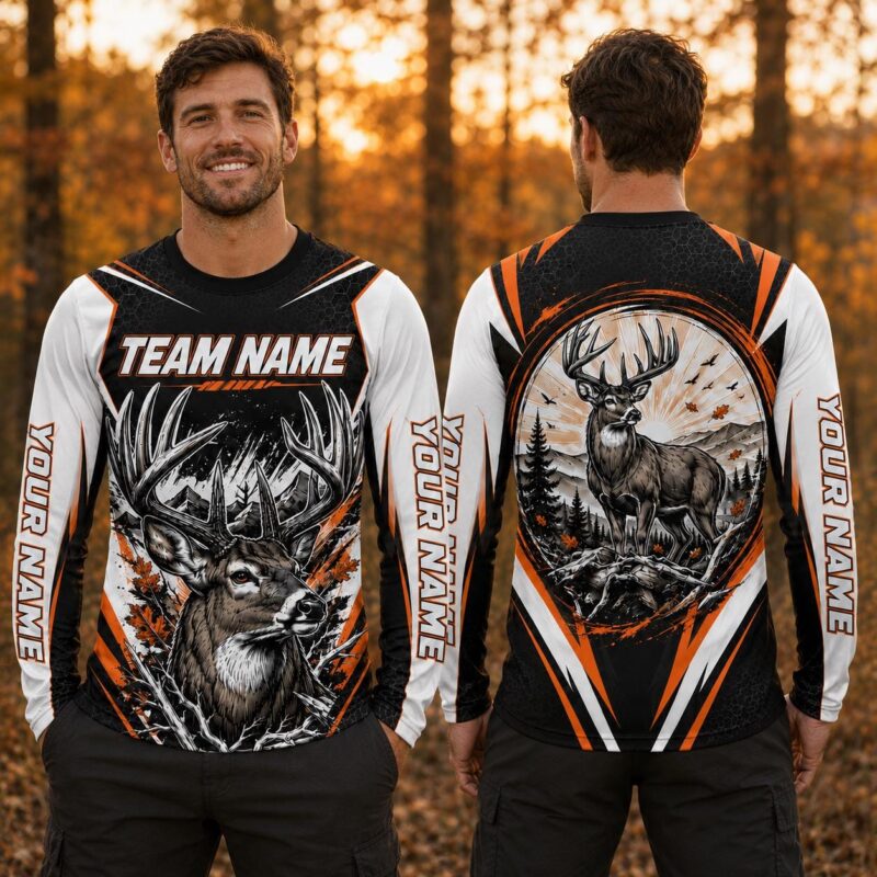Sapelle Custom Whitetail Buck Hunter Long Sleeve Graphic Tee