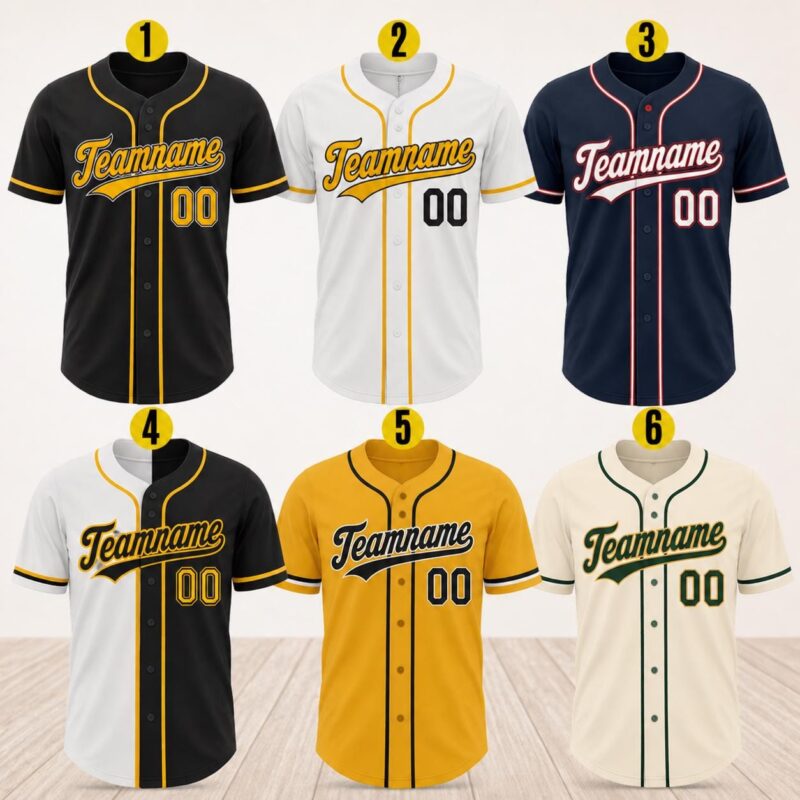 Sapelle Custom Yellow Black Baseball Jersey Personalized Name Number T-Shirt Team Uniform