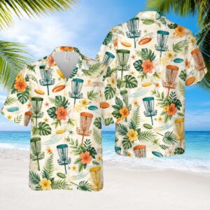 Sapelle Disc Golf Hawaiian Graphic Tee Tropical Aloha Button Up