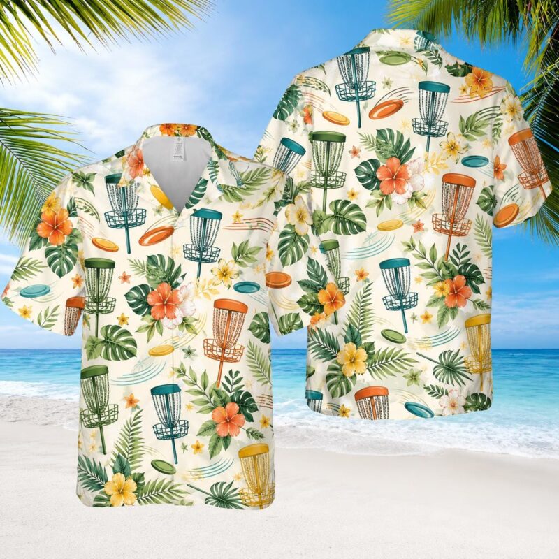 Sapelle Disc Golf Hawaiian Graphic Tee Tropical Aloha Button Up