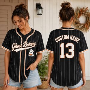 Sapelle Ghost Bakery Baseball Jersey Custom Baker Name Number Graphic Tee