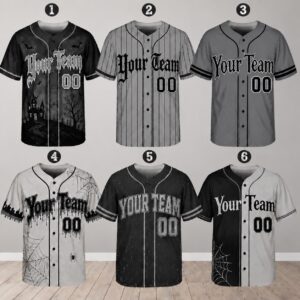 Sapelle Gothic Halloween Baseball Jersey Spooky Team Graphic Tee