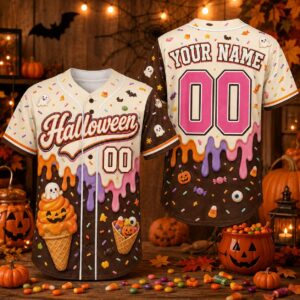 Sapelle Halloween Candy Graphic Tee with Custom Name and Number