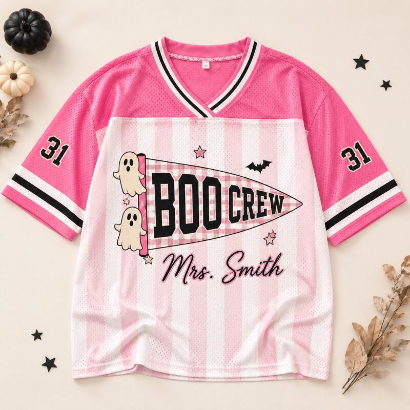 Sapelle Halloween Teacher Pink Ghost Sports Graphic Tee