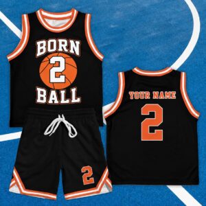 Sapelle Kids Basketball Born 2 Ball Birthday Graphic Tee Uniform Set