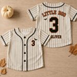 Sapelle Kids Little Boo Halloween Baseball Graphic Tee with Custom Name and Number
