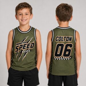 Sapelle Kids Race Car Graphic Tee with Monster Speed Racing Design