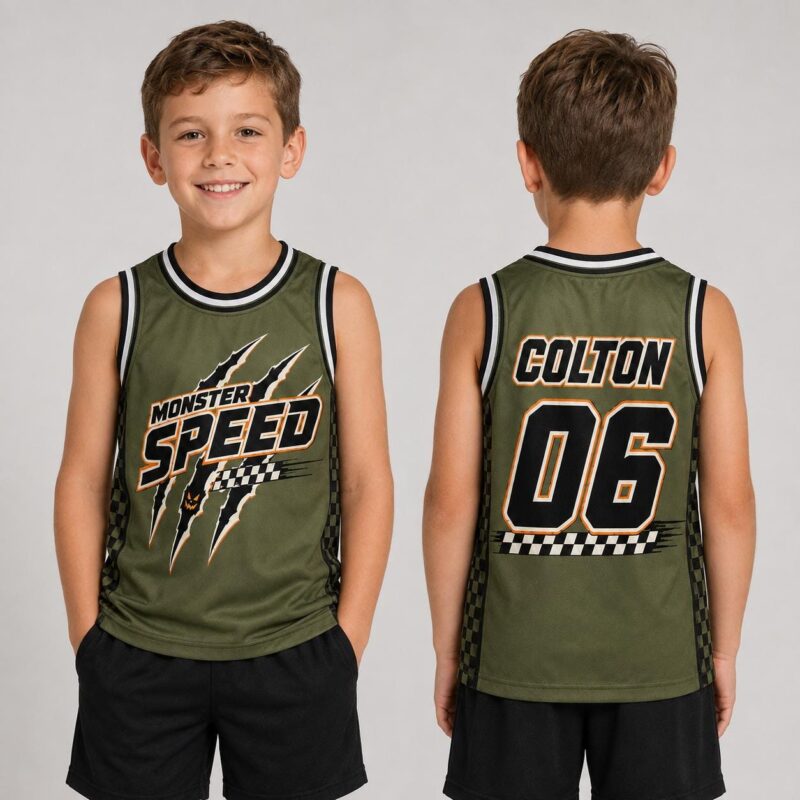 Sapelle Kids Race Car Graphic Tee with Monster Speed Racing Design