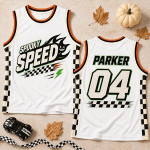 Sapelle Kids Spooky Speed Halloween Racing Jersey Graphic Tee