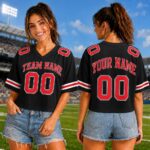 Sapelle Personalized Lavender Football Jersey Crop Graphic Tee for Women