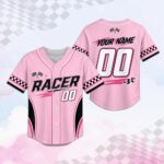Sapelle-Pink-Racing-Jersey-Graphic-Tee-for-Kids-Race-Car-Birthday-Party Sapelle Pink Racing Jersey Graphic Tee for Kids Race Car Birthday Party
