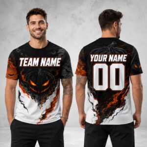 Sapelle Pumpkin Halloween Graphic Tee - Custom Team Name Long Sleeve Jersey