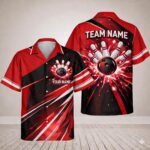 Sapelle Retro Hawaiian Bowling Graphic Tee for Custom Team Matching and Bowling Lover Gift