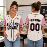 Sapelle Second Grade Teacher Baseball Jersey Custom Back to School T-Shirt