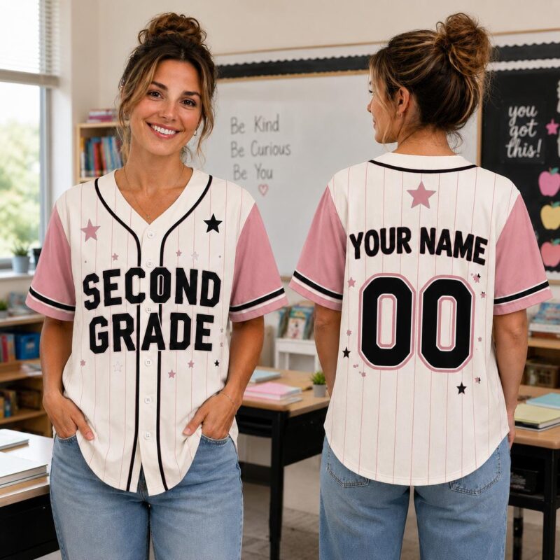 Sapelle Second Grade Teacher Baseball Jersey Custom Back to School T-Shirt