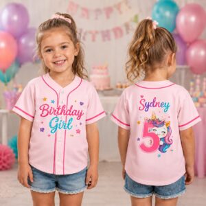 Sapelle Unicorn 5th Birthday Graphic Tee for Girls