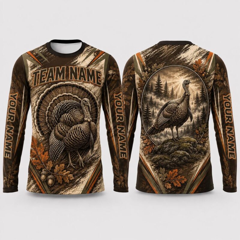 Sapelle Wild Turkey Hunting Graphic Tee Long Sleeve Jersey