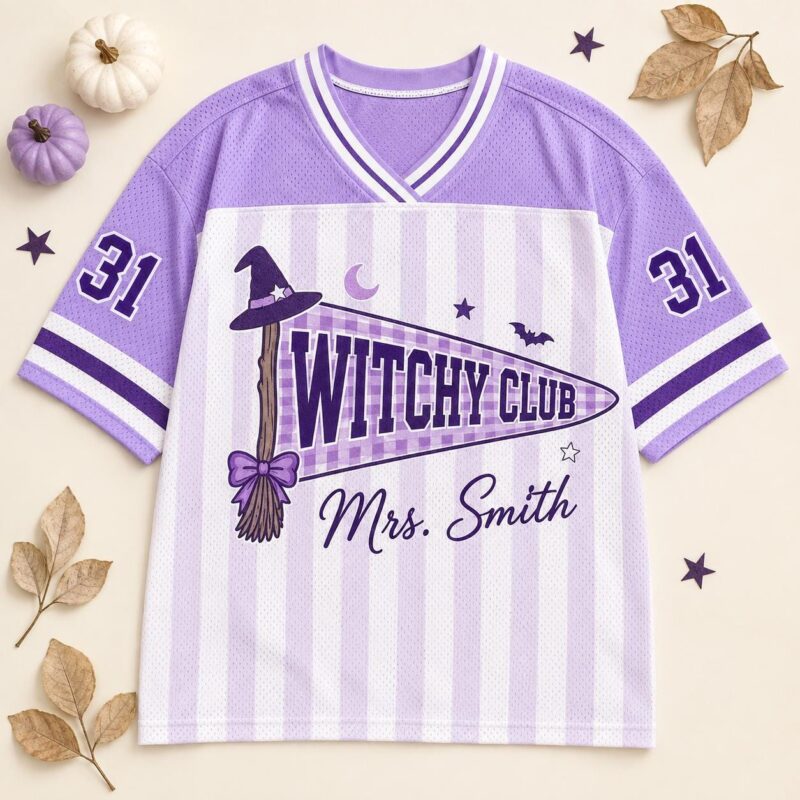 Sapelle Witchy Club Halloween Mesh Jersey Graphic Tee