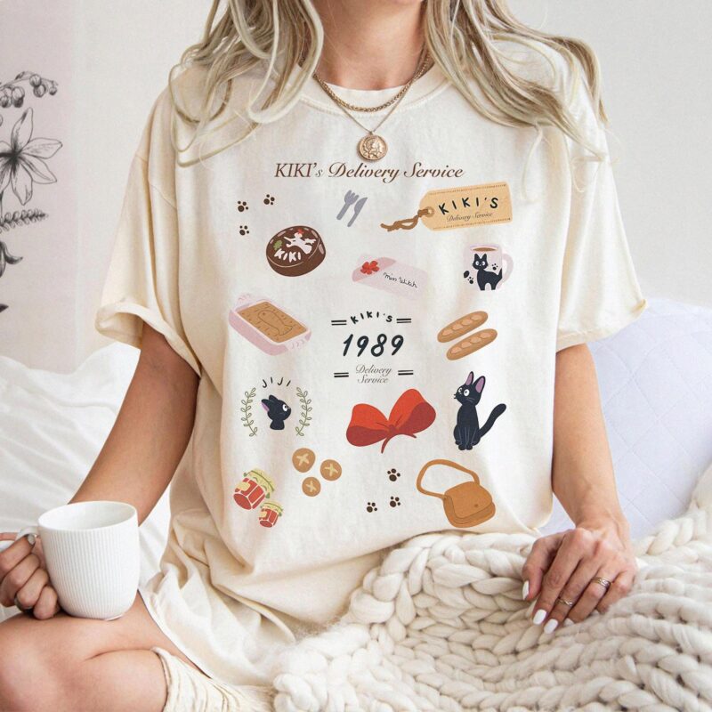 Vintage Anime Witch and Cat Graphic Tee