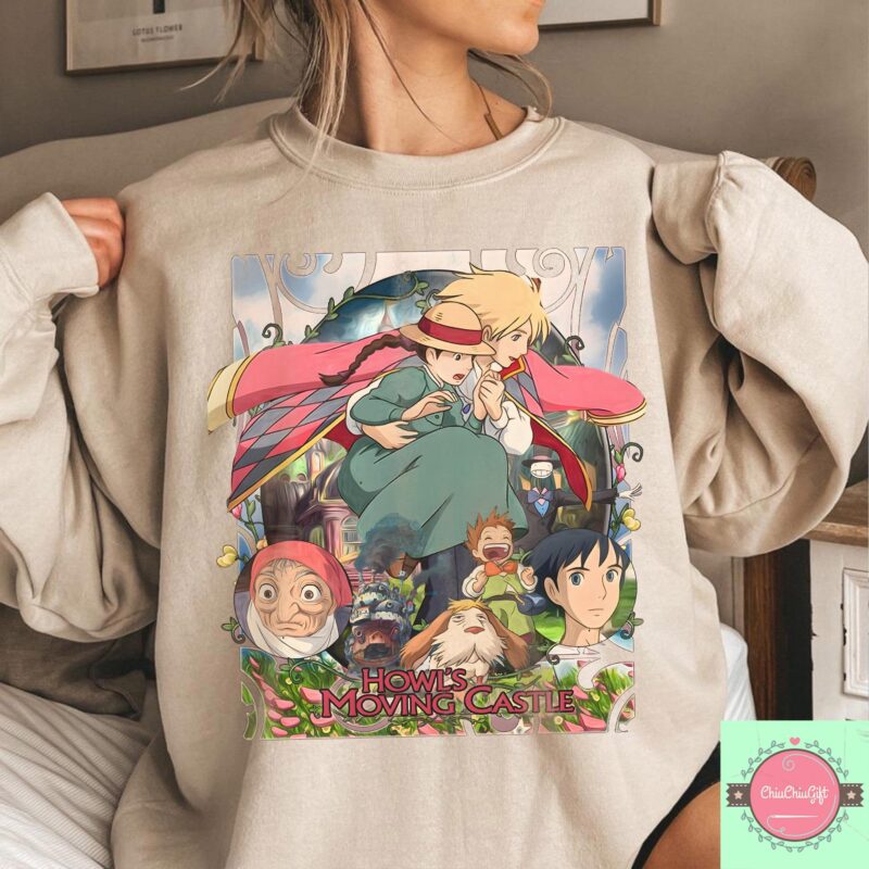 Vintage-Howls-Moving-Castle-Y2K-Graphic-Tee-by-Sapelle Vintage Howl's Moving Castle Y2K Graphic Tee by Sapelle