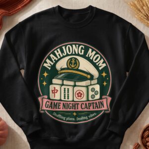 Mahjong Mom Game Night Captain Apparel Chinese Tile Player Retro Anchor Sailor Hat Graphic