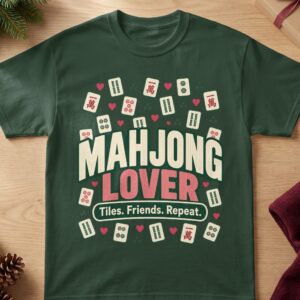 Mahjong Lover Tiles Friends Repeat Chinese Tile Game Dots Bamboo Hearts Graphic Apparel Shirt