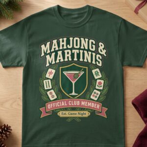 Mahjong And Martinis Official Club Member Apparel Vintage Cocktail Game Night Crest Graphic