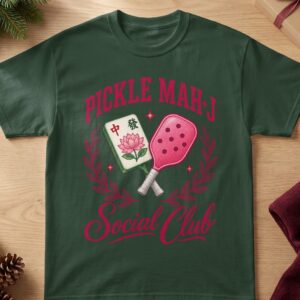 Pickleball and Mahjong Pickle Mahj Social Club Shirt Graphic Paddle Tile Print Apparel