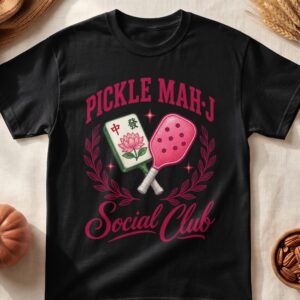 Pickleball and Mahjong Pickle Mahj Social Club Shirt Graphic Paddle Tile Print Apparel